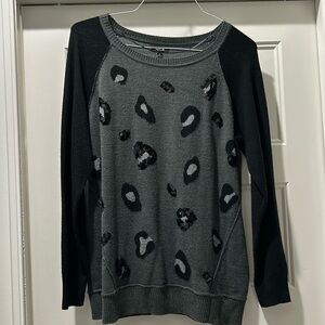 Apt. 9 Black animal print sweater with black sequins size XL